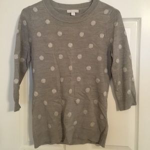 Grey NY&C sweater with white polka dots